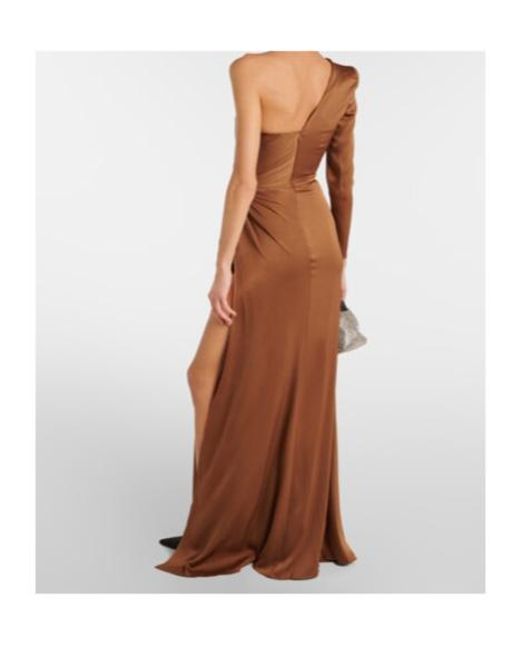 Alex Perry Brown One-Shoulder Satin Gown