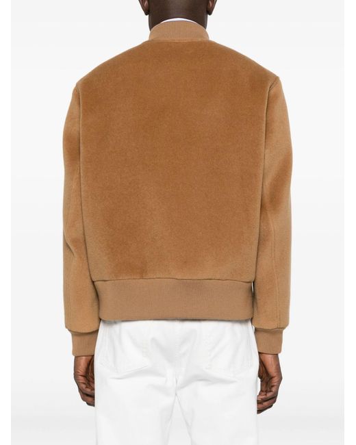 Lardini Brown Ribbed-Collar Wool Jacket for men