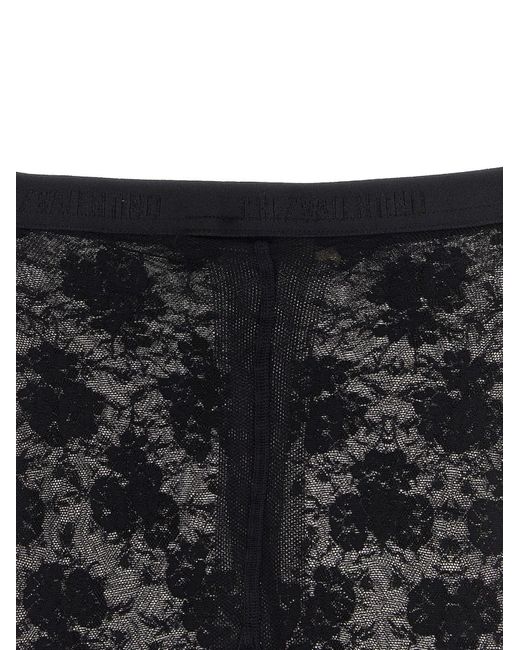 Valentino Black Floral-Lace Tights