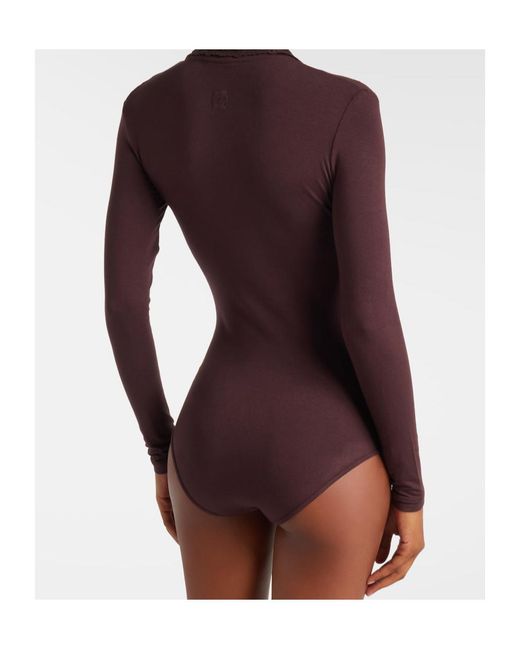 Magda Butrym Purple Embroidered Cotton-Blend Bodysuit