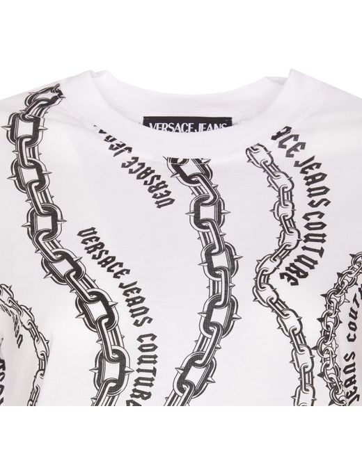 Versace Jeans White Couture Chain Couture Printed Crewneck T-Shirt
