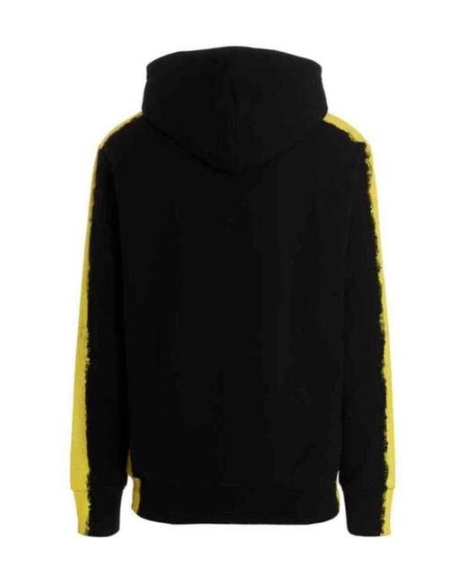 Moschino Black Graffiti Logo Printed Drawtring Hoodie for men