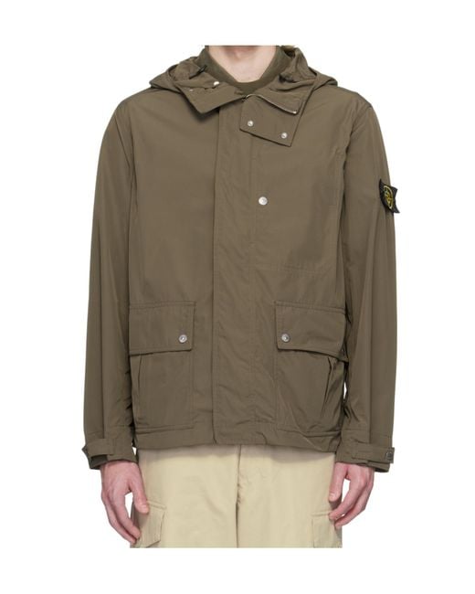 Stone Island Brown Compass-Badge Hooded Jacket for men