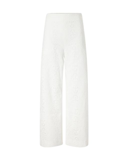 TOVE White Nynette Floral-Embroidered Cotton-Blend Wide-Leg Pants
