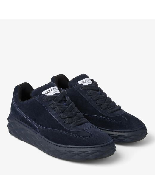 Jimmy Choo Blue Midnight Velvet Suede Low Top Trainers for men