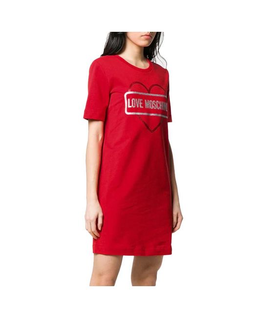 Moschino Red Logo Short-Sleeved T-Shirt Dress