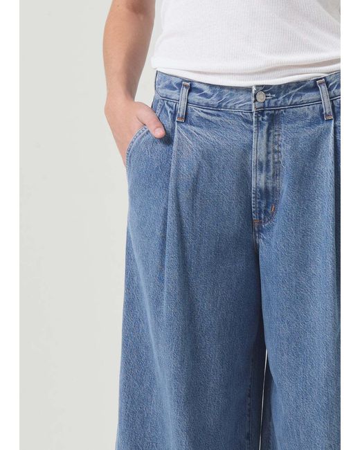 Agolde Blue Ellis Pleated Wide-Leg Jeans
