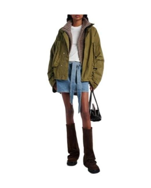 The Attico Green Casual Stand-Up Collar Jacket