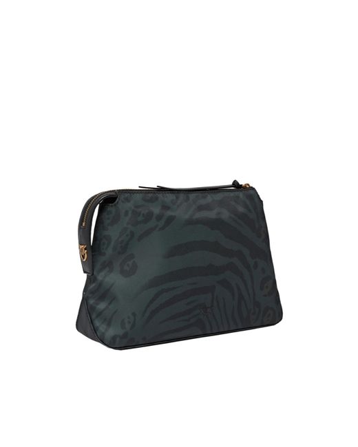 Pinko Black Printed Zipped Clutch Bag