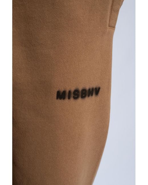 M I S B H V Natural Logo-Printed Tapered Leg Track Pants for men