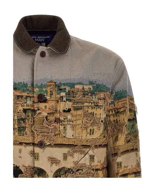 Junya Watanabe Multicolor Jacquard Frayed Jacket for men