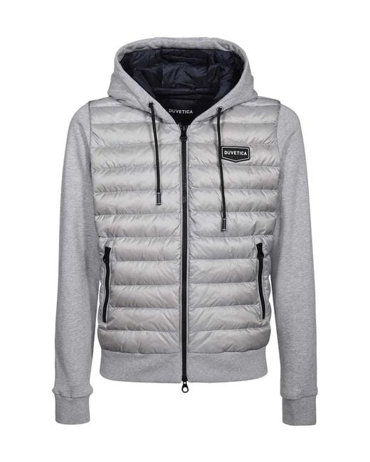 Duvetica Gray Padded Feather-Down Sweatshirt Jacket for men