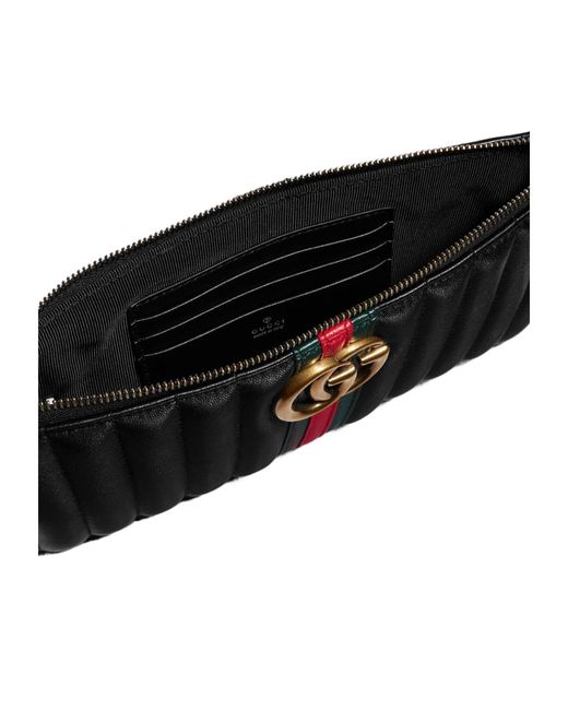 Gucci Black Gg Marmont Pouch With Strap
