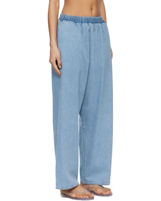 Baserange Blue Elasticated Light Wash Trousers