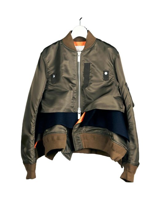 Sacai Nylon Twill X Wool Melton Blouson | Lyst