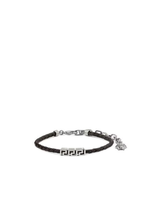 Versace White Greca Braided Bracelet for men