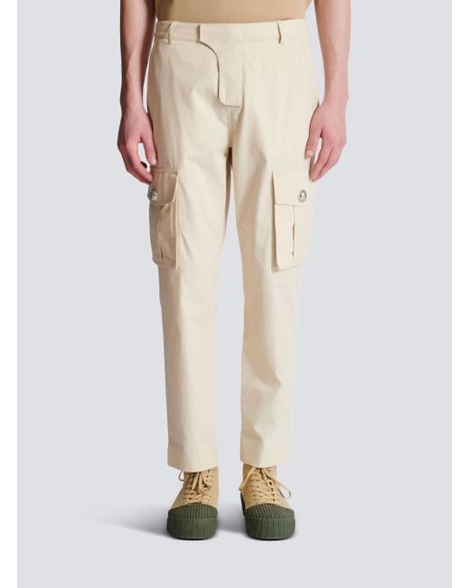 Balmain Natural Twill Cargo Trousers for men