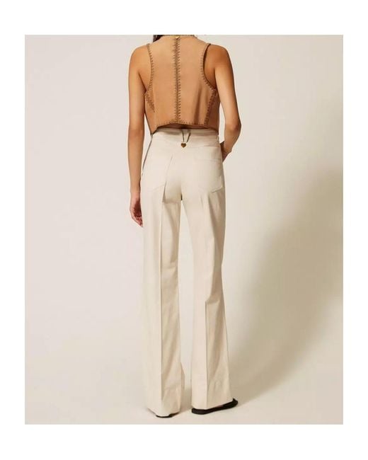Twinset White Pressed-Crease Trousers