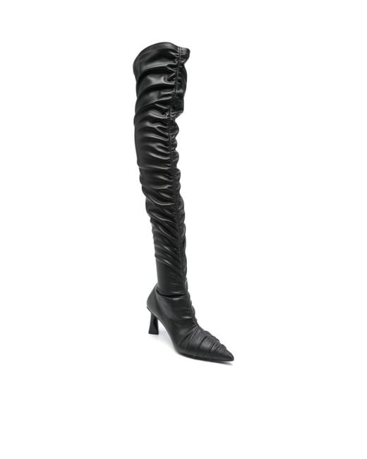 Stella McCartney Black Elsa Ruched Thigh-High Boots