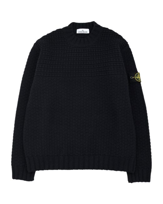Stone Island Black Logo Patch Mock Neck Jumper for men