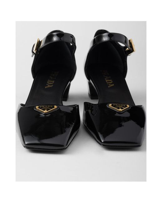 Prada Black Square-Toe Pumps