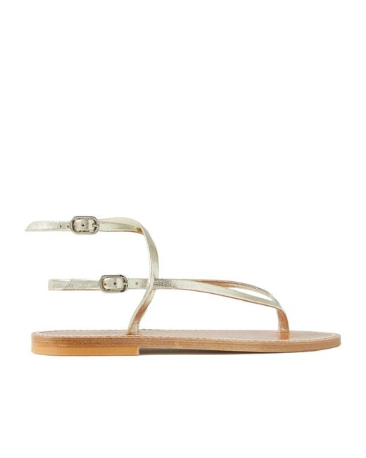 K. Jacques White Flat Sandals