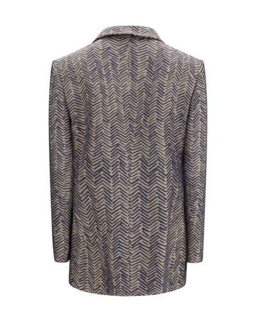 Giorgio Armani Gray Chevron Jacquard Single-Breasted Blazer