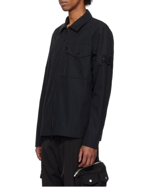 Stone Island Blue Compass Patch Zipped Jacket for men