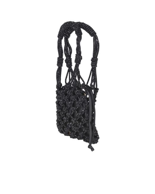 Pinko Black Micro Rhinestones Embellished Small Shoulder Bag