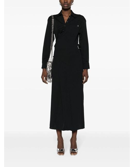 Rabanne Black Ruched Straight Hem Wrap Dress