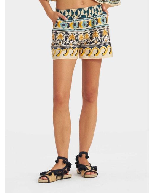 LaDoubleJ Blue Abstract-Pattern Cotton Shorts