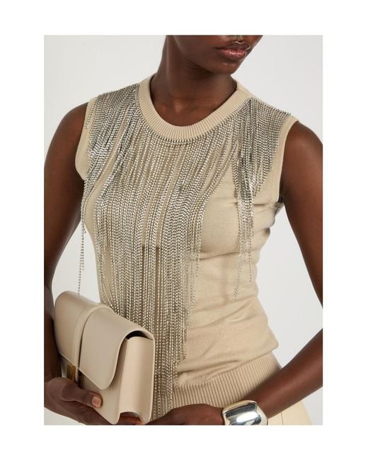 Sportmax Natural Crystal-Embellished Fine-Knit Top
