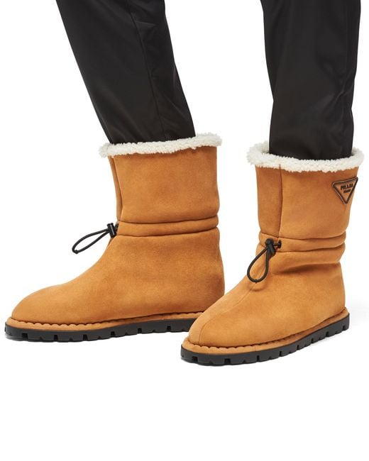 Prada Brown Shearling Booties for men