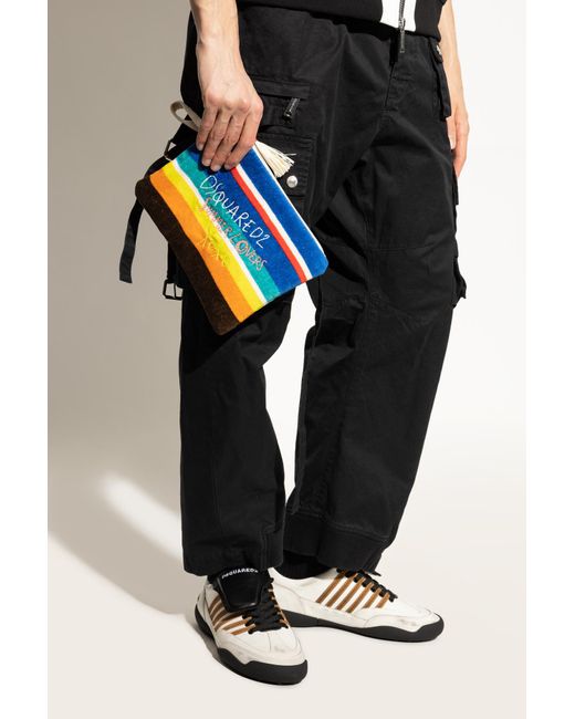 DSquared² Blue Striped Clutch for men