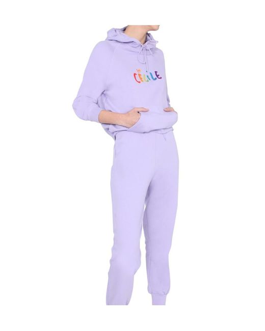 Être Cécile Purple Être Cécile Logo Print Drawstring Hoodie