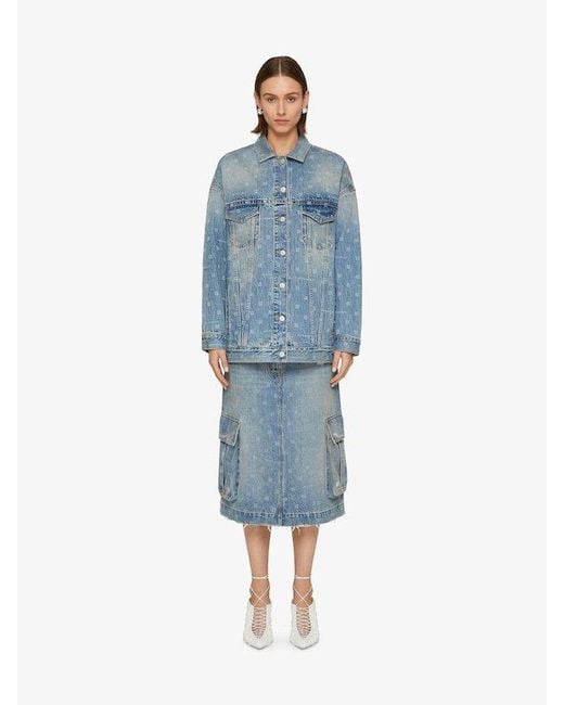 Givenchy Blue 4G Motif Denim Skirt