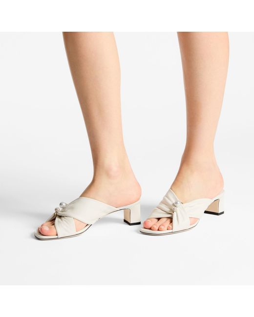 Jimmy Choo White Latte Soft Glove Leather Sandals