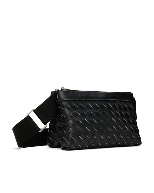 Bottega Veneta Black Intreciato Knitted Shoulder Bag for men