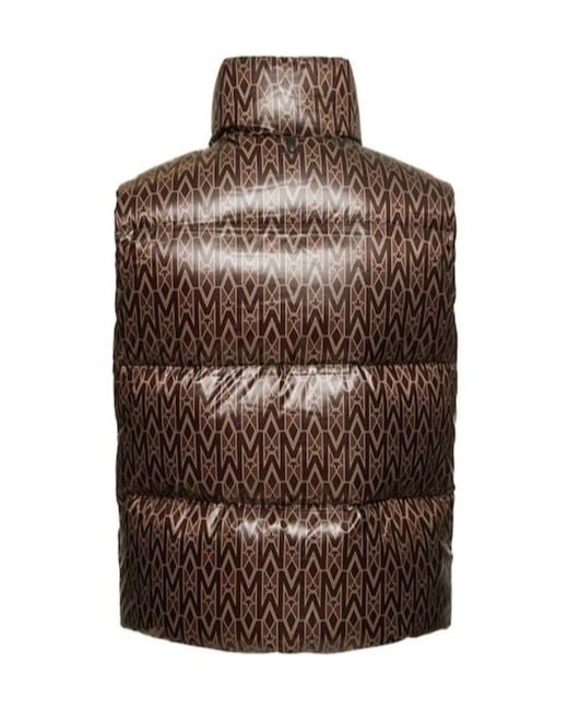 Mackage Brown Kane Interwoven Letter Printed Down Vest for men