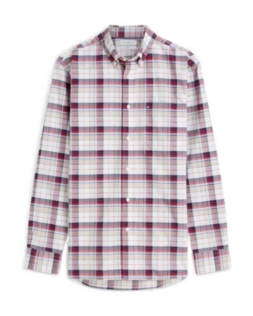Tommy Hilfiger Red Check-Print Button-Down Shirt for men