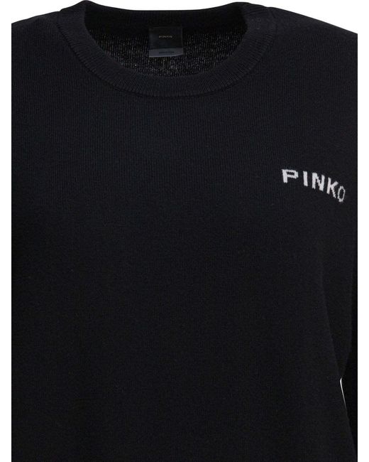 Pinko Black Martinica Logo Intarsia Jumper