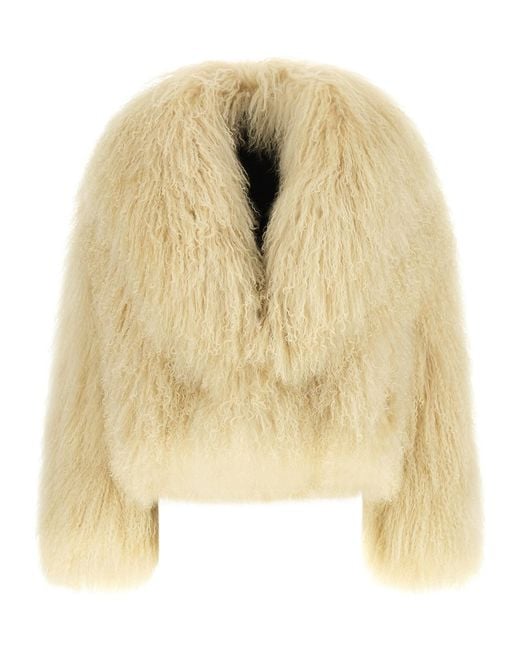 Blancha Natural Curly Fur Cropped Jacket