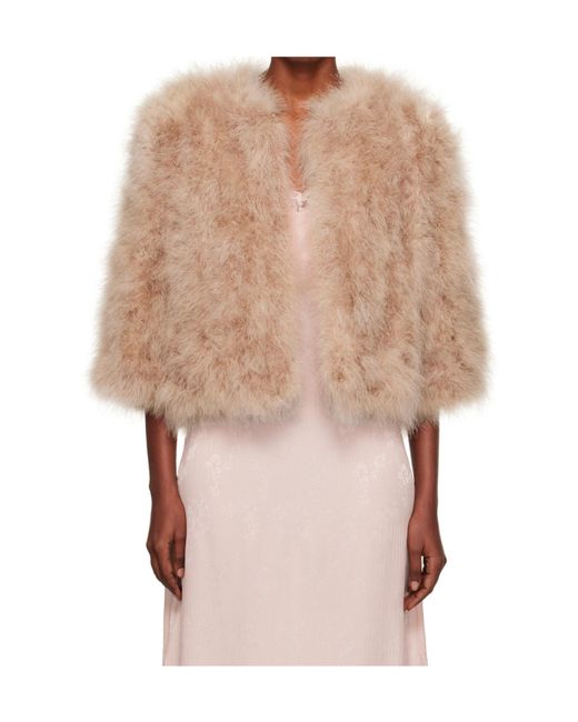 Yves Salomon Natural Short Feather Jacket