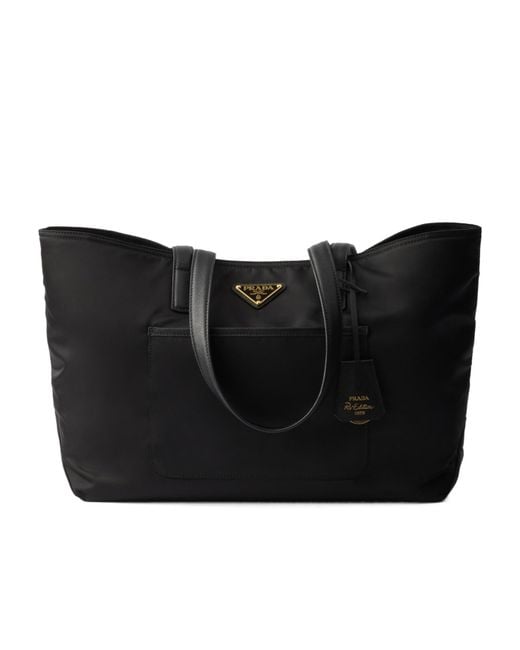 Prada Black Re-Edition 1978 Medium Tote Bag