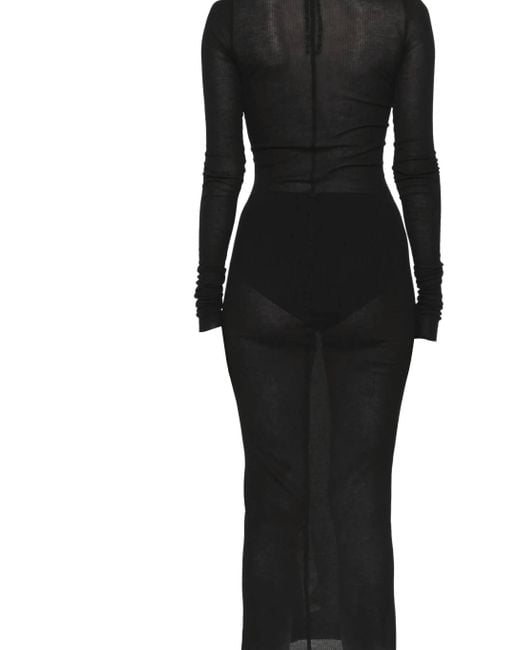 Rick Owens Black Long-Sleeved Midi Dress