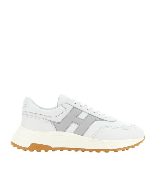 Hogan White Round Toe Low-Top Sneakers for men
