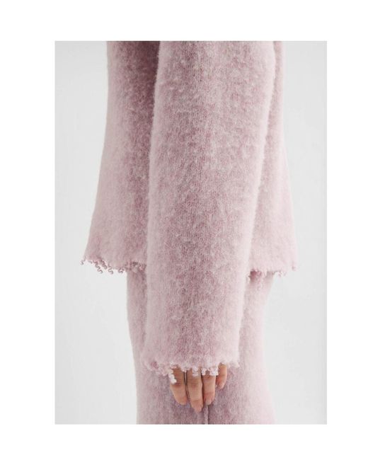 Jil Sander Pink Frayed Edge Boat-Neck Jumper