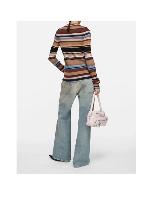 Acne Brown Striped Wool Cardigan