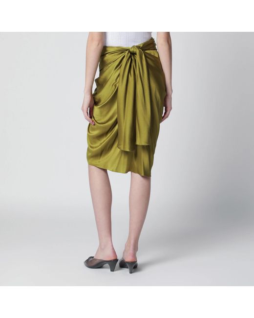 Chloé Green Draped Silk Skirt