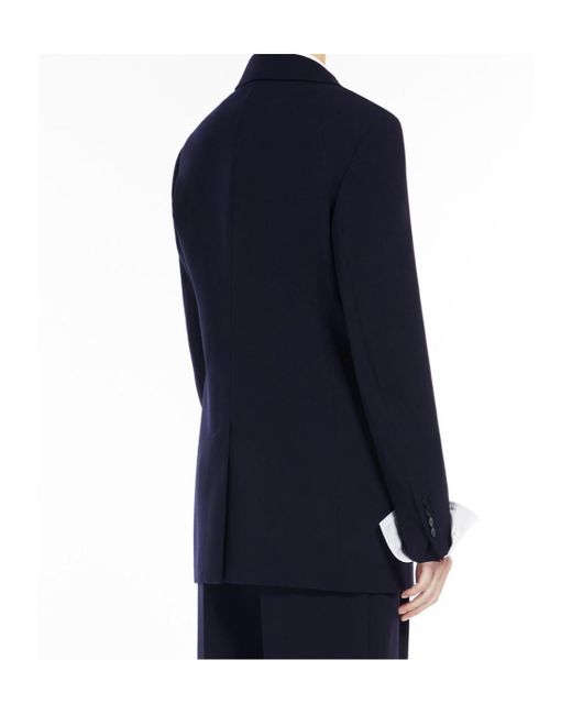 Max Mara Blue Long-Sleeved Wool Suit Coat